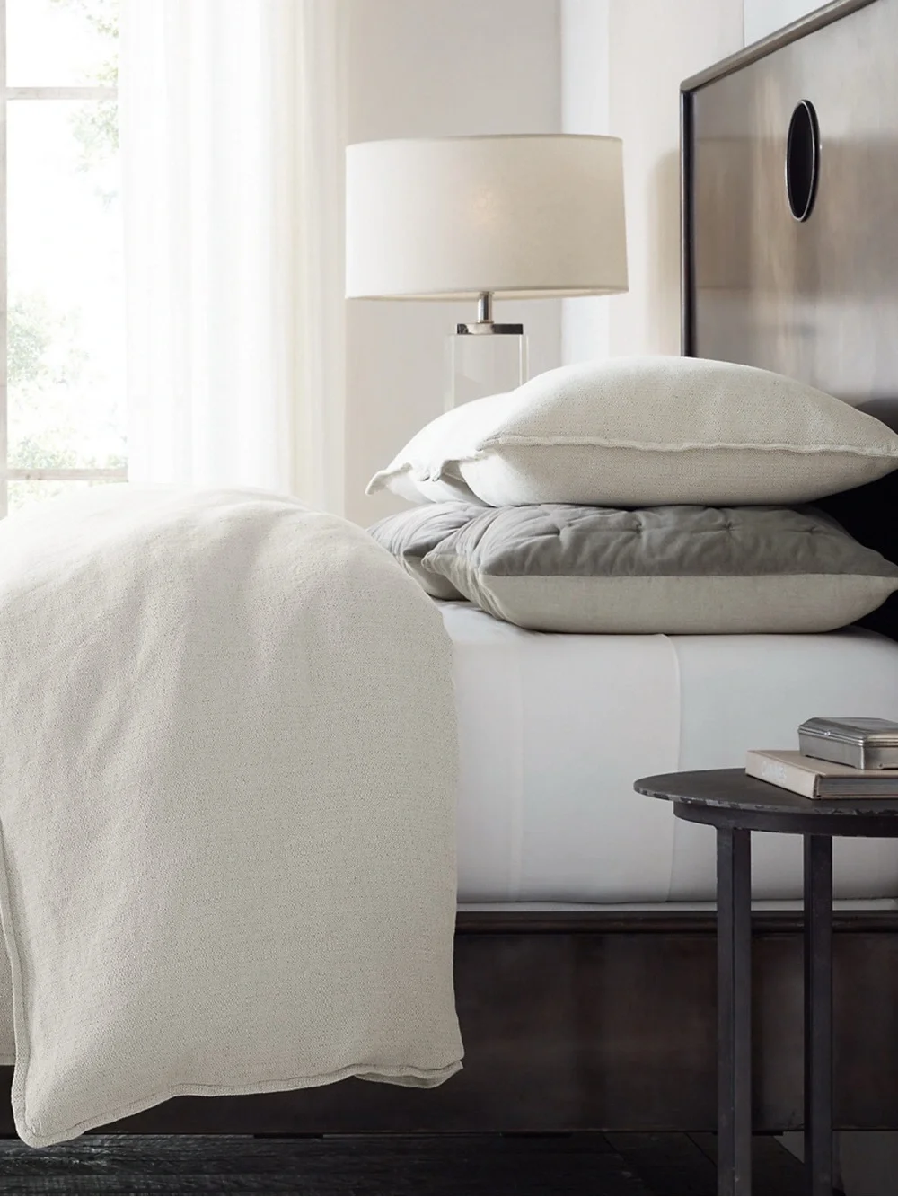 RESTORATION HARDWARE VELVET & LINEN TUFTED SHAM